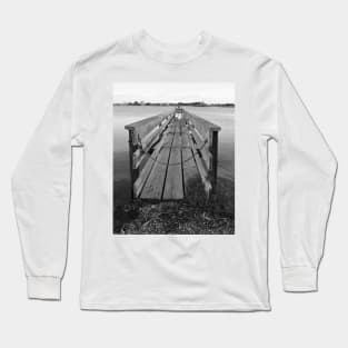 Jetty in Shoreline Park BW. Mountain View, California Long Sleeve T-Shirt